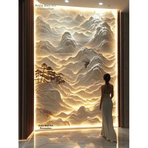 BIHUADASHI | Tấm Ốp Tường 3D Thiết Kế Cầu Thang Phòng Khách Lối Vào Phong Cách Trung Quốc Mới