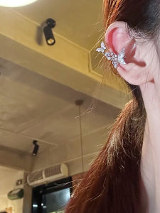 Elegant Hollow Butterfly Ear Cuff Sparkling Diamond Trendy Cool Korean Style Fashionable Alloy Ear Jewelry Accessory