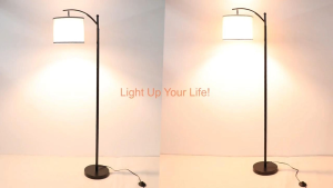 Floor Lamp for Living Room with 3 Color Temperatures LED Bulb Standing Lamp Tall Industrial Floor Lamp Reading for Bedroom Office (9W LED Bulb Beige Lampshade Included) -Black