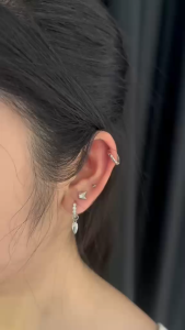 MINIMALIST LAB 925 Sterling Silver Cora Prism Stone Single Hoop Earring Hoop Batu Cora