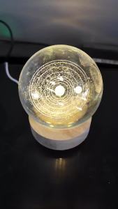 8cm Crystal Ball Crystal Planet Night Light Laser Engraved Solar System Globe Astronomy Birthday Gift Home Desktop Decoration