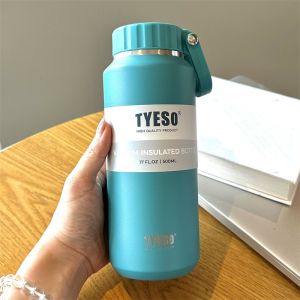 TYESO | TYESO 500/710ml Sports Thermos Cup Double Wall Vacuum Flask Stainless Steel Thermal Mug with Handle Portable Outdoor Travel Cups