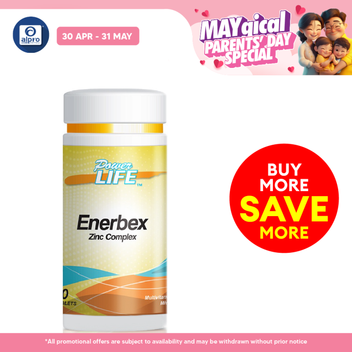 Powerlife Enerbex Zinc Complex 60s | Energy & Immunity / Maintain healthy skin, nail and hair / Wound healing