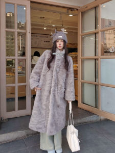 Winter New Long Thickened Stand Collar Lamb Fur Leather Integrated Womens Coat Eco-friendly Fur Coat Korean Style Loose Fit