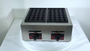 LECON Fish Ball Cooker Takoyaki Maker Gas Double Plate 40mm Mold LPG Stove Stainless Steel for Street Food Home