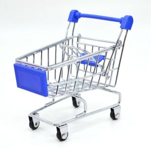 1 Pcs Creative 1:48 Mini Supermarket Shopping Trolley Cart Desktop Model Toy For Children Home Decoration Miniature Toy