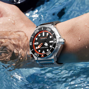 Đồng Hồ Cơ Tự Động Sang Trọng Dành Cho Nam FEELNEVER Mặt Số Lớn Dạ Quang 1000M Dây Thép Không Gỉ Chống Nước Có Thể Sạc Lại Tourbillon