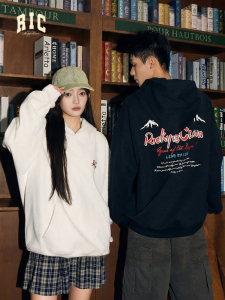 RickyisClown | Autumn Winter Snow Mountain Letter Print Casual Hooded Sweatshirt