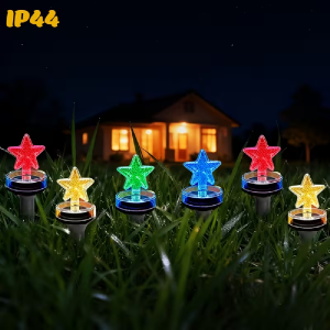 OSIDEN | 20Leds Solar Outdoor Garden Lights Pentagonal Star-Shaped Outdoor Ground Lights 8 Modes for Courtyards Lawns Gardens Decor