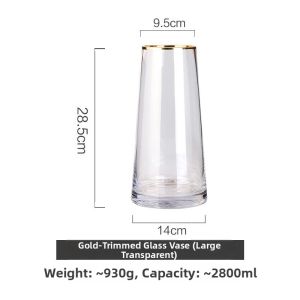 Creative Cylindrical Gilt Edge Glass Vase
