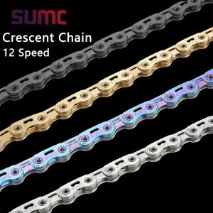 SUMC 12S Crescent Hollow Bike Chain 126 Links Ultralight Electroplated Smooth Shifting Chain For Shimano 12S MTB Road Bike