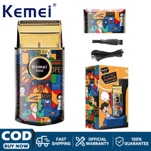 Kemei มีดโกนหนวดไฟฟ้าของผู้ชาย แห้งเปียกใช้ล้างทำความสะอาดได้ USB แบบชาร์จไฟได้