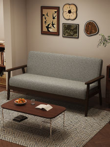 Small Living Room Real Wood Sofa Double Person Luxury Not Occupying Space Cotton Linen Shop Use Two Seat Chair Home Furniture
