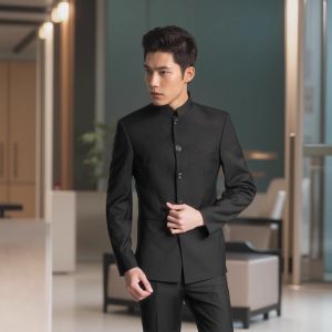 High-End Mens Cheongsam Stand Collar Retro Tang Costume Student Graduation Performance Class Uniform Autumn Winter New Chinese Style