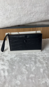 Genuine leather womens wallet ultra-thin zipper mobile phone bag large capacity lightweight wrist