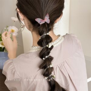 ยางรัดผมลายผีเสื้อดอกกุหลาบ ยางรัดผมสายโทรศัพท์สำหรับผู้หญิง ฤดูร้อน ยางรัดผมหางม้า สไตล์ป่า ยางรัดผมทรงฟอง สไตล์เกาหลี