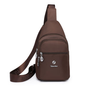 Casual New Womens Chest Bag Simple Fashion Korean Style Travel Crossbody Backpack with Multiple Layers of Nylon Fabric