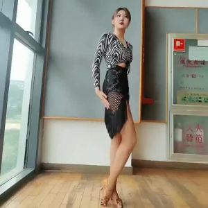 2024ใหม่ขายโปรโมชั่นผู้ใหญ่ผู้หญิงละตินเต้นรำที่ทันสมัยห้องบอลรูมเครื่องแต่งกาย Drawstring ปรับความยาวเอวสูงสั้นพืชยอดนิยม