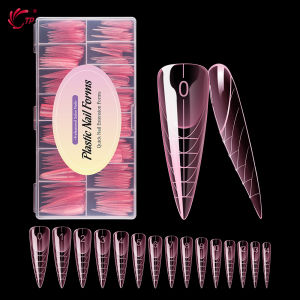 TP 150pcs/box Nail Dual Form Stiletto Acrylic Poly Extension Gel Nail Molds French Full Cover Reusable False Nail Tips Top Forms