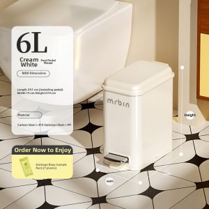 MR.Bin | Narrow Space Toilet Bin with Lid & Foot Pedal