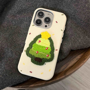 เคสโทรศัพท์ปักลายต้นคริสต์มาสสไตล์ย้อนยุคสำหรับ iPhone 16 pro Max Apple 15 13/12 pro 14 plus 11 ปกป้องแบบครอบคลุมทั้งตัว