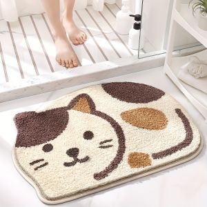 VIKAMA Dễ Thương Hổ Đốm Mèo Thảm Mềm Lối Vào Phòng Tắm Trang Trí Nhà 100% Polyester Chống Thấm Nước Chống Phai Màu Có Thể Giặt Bằng Máy