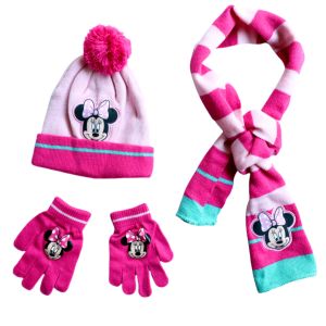BLOKEES | New Autumn and Winter Cute Children Minnie Cartoon Scarf Hat Glove Three-Piece Warm Boy Girl Child Christmas Hat Birthday Gift