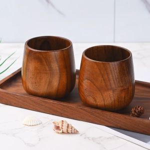 1Pcs 7.5X6.5cm 160ML Retro Handmade Natural Wooden Cup Jujube Wood Reusable Tea Cup Household Kitchen Supplies High Quality