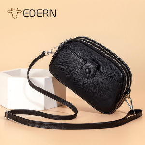 EDERN New Genuine Leather Womens Shoulder Bag Fashion All-match Small Crossbody Bag Cowhide Sling Bag Ladies Cellphone Bag
