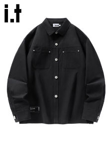 izzue | Spring Casual Workwear Shirt Cotton Black
