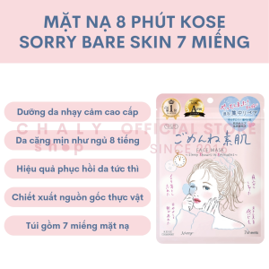 Mặt nạ dưỡng 8 phút Clear Turn Kose Sorry Bare Skin Face Mask 7 miếng Nhật Bản