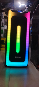 Crown PD 884 Portable Speaker with 1 Wireless Microphone USB Port Bluetooth FM Radio TF Card Port Remote Control Rechargeable Battery Colorful LED Lights Digital Equalizer Aux In