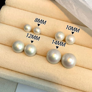 S925 Silver Pearl Earrings Womens Strong Cold Light Australian White Elegant Fashionable Fresh out Alloy Geometric Pattern