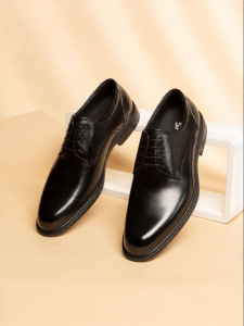 Black Genuine Leather Derby Shoes for Business Work