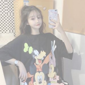 Baju Kaos Wanita Jumbo Atasan Oversize Korea Lengan Pendek Gufii Pakaian Perempuan Remaja Dewasa Ukuran Bigsize Murah Kekinian Konveksi Tanah Abang