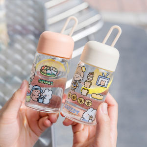 Mini Portable Glass Cup Womens Ultra Small 150ml 200ml Water Bottle Handheld round Shape Heat Resistant Korean Style Water Cup