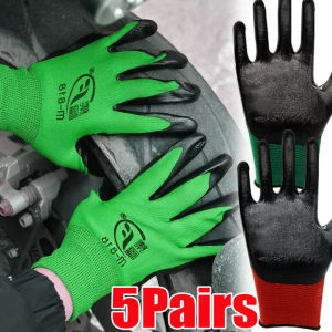 【Pphha】 5 đôi găng tay công việc nam giới cao su nhúng chống mặc trượt găng tay chống chịu thoáng khí bảo vệ xây dựng chuyên nghiệp găng tay an toàn