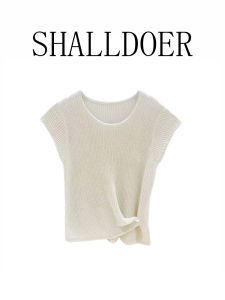 Shalldoer | Korean Style Pure Color Simple Elegance Round Neck Short Sleeve Knitted Sweater Womens New Summer High End Commuting Versatile Top