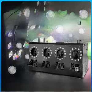 Large Four-Hole LED Smoke Bubble Machine Stage Performance Wedding Celebration Props Bar Large Bubble Blower Professional Lighting Equipment