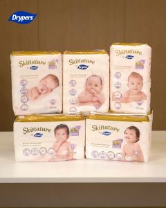 Skinature by Drypers Baby Diapers NB66/ S58 (4 Packs) - Soft Breathable Baby Diaper (Tape)