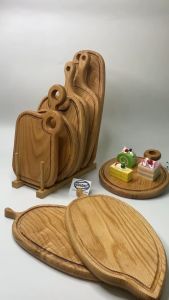 Thớt gỗ sồi nhập khẩu Mỹ (OAK) hình lá có rãnh bao quanh - Xuất Khẩu Châu Âu- CTH560