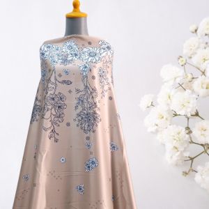 Bahan Kain Meteran Silk Motif Bunga Magnolia harga per setengah meter