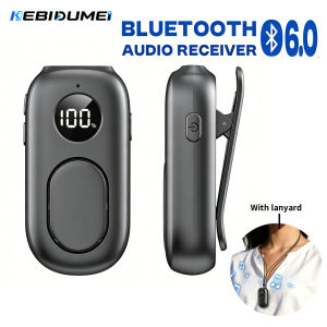 Kebidumei | KEBIDUMEI Bluetooth 6.0 Audio Receiver 3.5mm Lavalier Wireless Adapter With Mic Support external speaker For Car Speaker Amp
