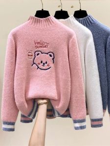 Áo Len Dệt Kim Dễ Thương Cho Bé Gái 12 Tuổi Mùa Thu Đông Mới Về Áo Lót Cổ Tròn Dày Thường Ngày in Họa Tiết Hoạt Hình