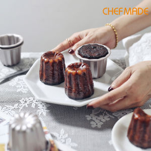 CHEFMADE Non-stick Cannele Mould Carbon Steel Muffin Cupcake Golden Angel Bell Cake Baking Cup Cake Pan Canele Bakeware Mini WK9772/WK9772-4/WK9158
