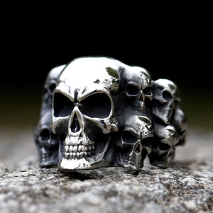 2022 NEW Mens 316L stainless steel rings high quality Vintage punk skull with fashion Gothic Motorcycle Jewelry free shipping