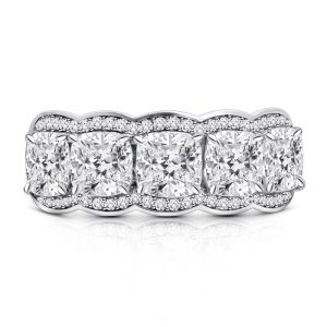 Huitan Luxury Cushion Shaped Cubic Zirconia Rings for Women Modern Fashion Wedding Accessories Half Circle CZ Statement Jewelry