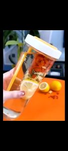 Botol Minum Infused Water 720ml Dengan Sedotan Lipat Tumbler Minuman Buah Segar