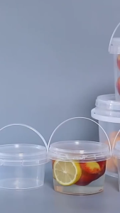 500-2000ML Multipurpose Clear Plastic Bucket With Seal Pail Canister Container