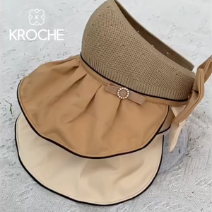 Kroche - Topi Wanita Topi Pantai Wanita Bucket Hat Aksen Pita Belakang Beach Hat Fashion